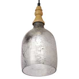 Tiffany-Style Lighting 7" Coralie Textured Silver Glass Bell-Shaped Pendant Light