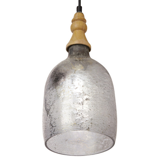 Tiffany-Style Lighting 7" Coralie Textured Silver Glass Bell-Shaped Pendant Light