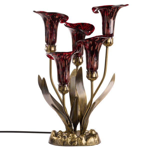 Tiffany-Style Lighting 20" Hand Blown Glass 5 Calla Lily Uplight Accent Lamp