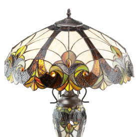 Tiffany-Style Lighting 24.5 Halston Amber Double Lit Stained Glass Urn Table Lamp
