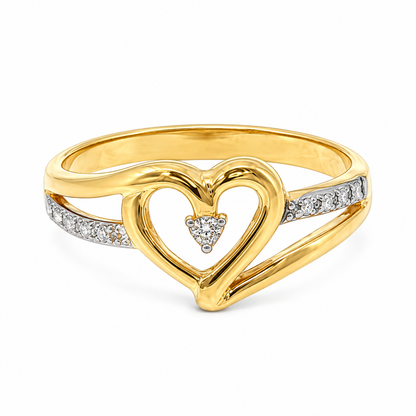 Gold Plated Diamond Accented Center Heart Ring