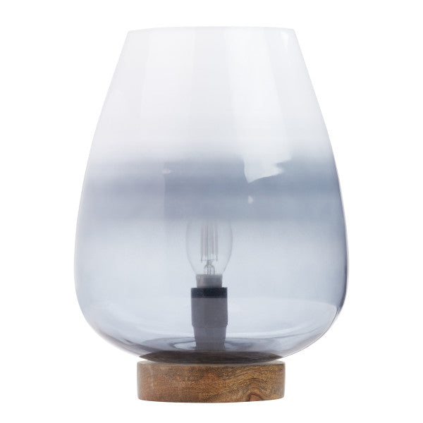 Tiffany-Style Lighting 10.5" Briggs Ombre Globe-Like Accent Lamp with Mango Wood Base