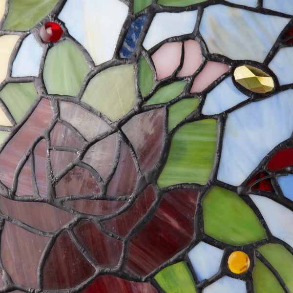 Tiffany-Style Lighting 25" Phylicia Multicolored Dome Shaped Stained Glass Table Lamp with Novelty Base