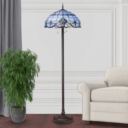 Tiffany-Style Lighting 64" Blue Stained Glass Allistar Floor Lamp
