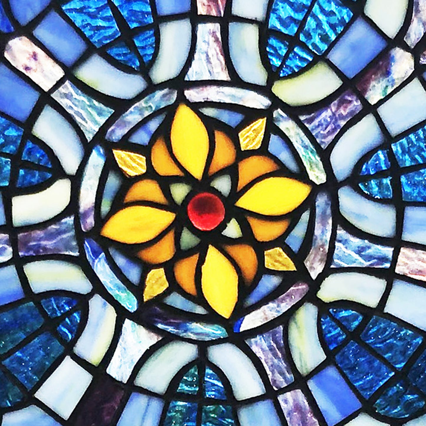 Tiffany-Style Lighting 19.5" Chartres Catherdral Stained Glass Window Panel