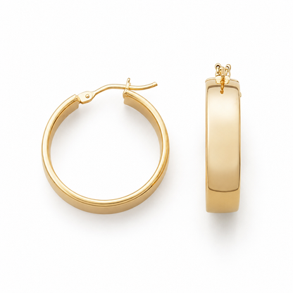 14K Italian Gold Round 20mm Polished Hoop Earrings
