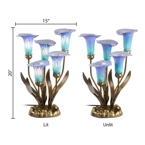 Tiffany-Style Lighting 20" Hand Blown Glass 5 Calla Lily Uplight Accent Lamp