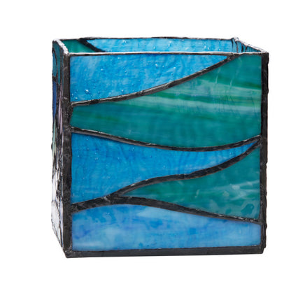 Tiffany-Style Lighting 4.75" Blue Pond Lily Stained Glass Candle Holder