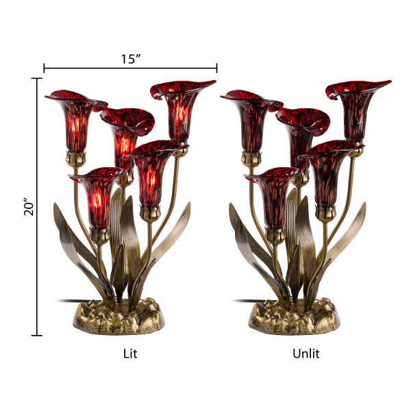 Tiffany-Style Lighting 20" Hand Blown Glass 5 Calla Lily Uplight Accent Lamp