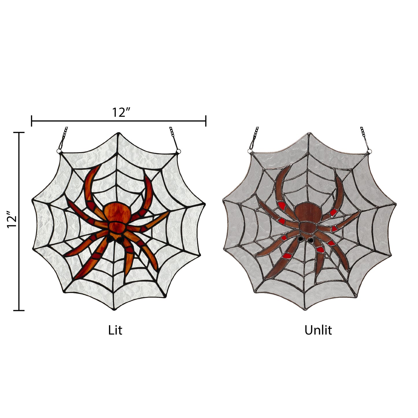 Tiffany-Style Lighting 12" Halloween Spider Web Stained Glass Window Panel