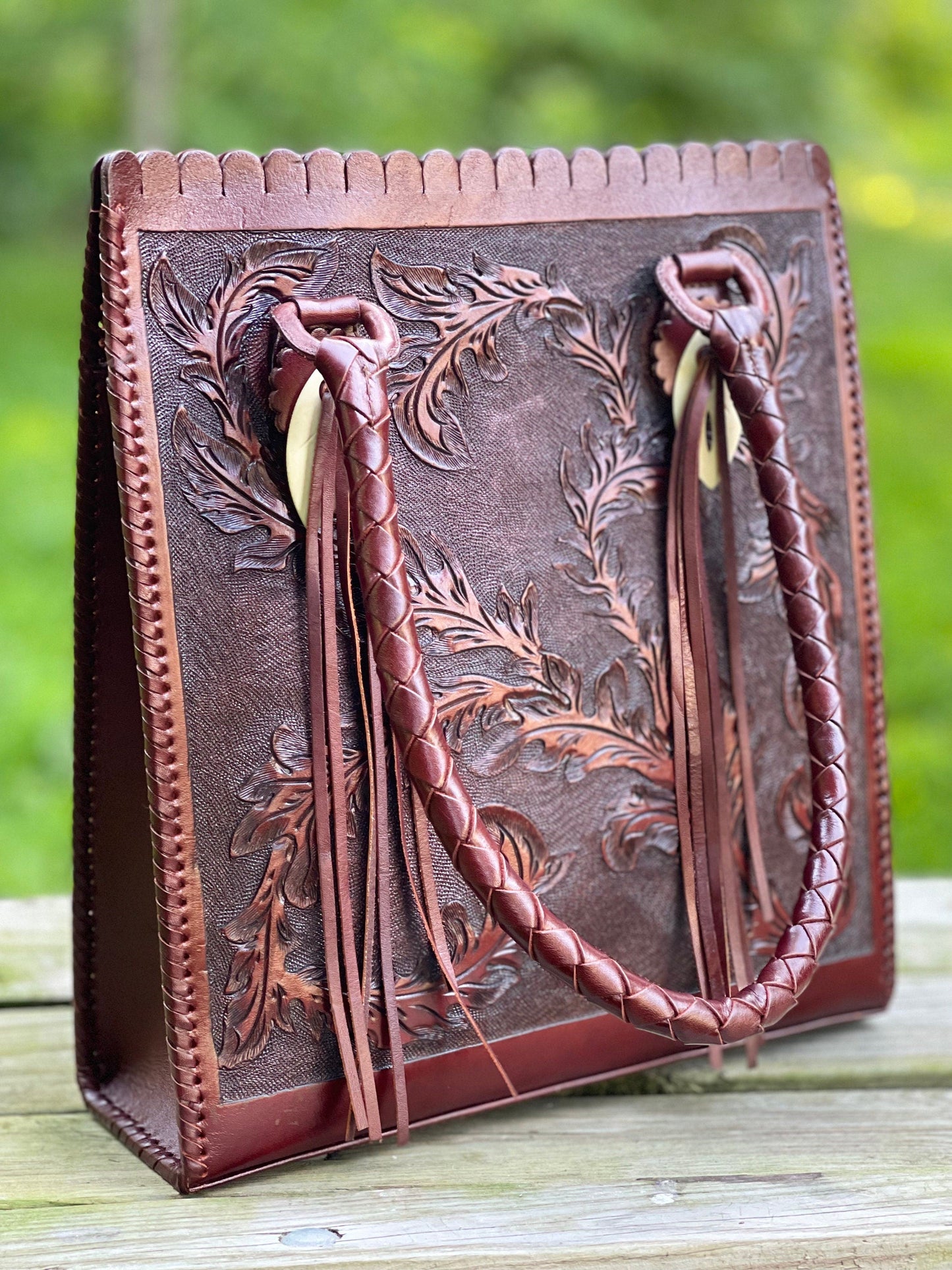 ALLE Handbags Correas Spigas Hand-Tooled Leather Hobo Bag