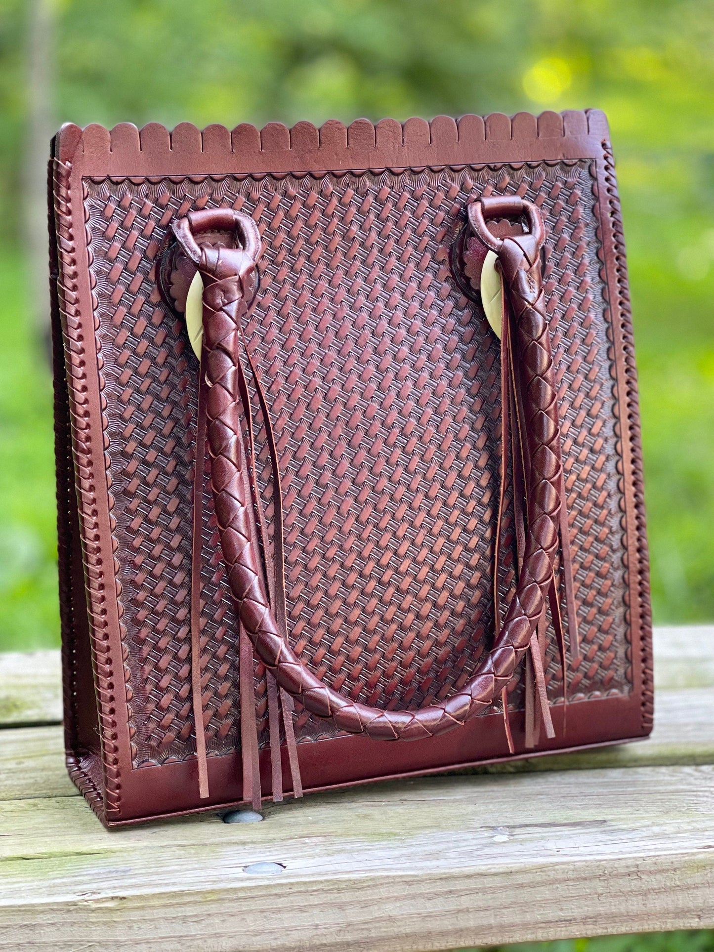 ALLE Handbags Correas Spigas Hand-Tooled Leather Hobo Bag