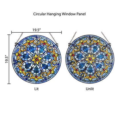 Tiffany-Style Lighting 19.5" Chartres Catherdral Stained Glass Window Panel