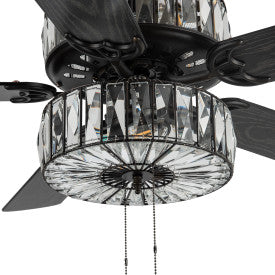 Tiffany-Style Lighting 52" Caged Clear Crystal Ceiling Fan with Remote Control