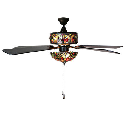 Tiffany-Style Lighting 52" LED Stained Glass Halston Ceiling Fan with Remote Control