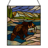 Tiffany-Style Lighting 14" Bear Stained Glass Window Panel