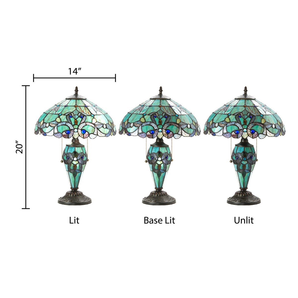 Tiffany-Style Lighting 20" Magna Carta Stained Glass Double Lit Table Lamp