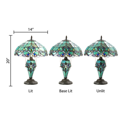 Tiffany-Style Lighting 20" Magna Carta Stained Glass Double Lit Table Lamp
