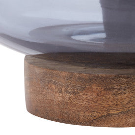 Tiffany-Style Lighting 10.5" Briggs Ombre Globe-Like Accent Lamp with Mango Wood Base