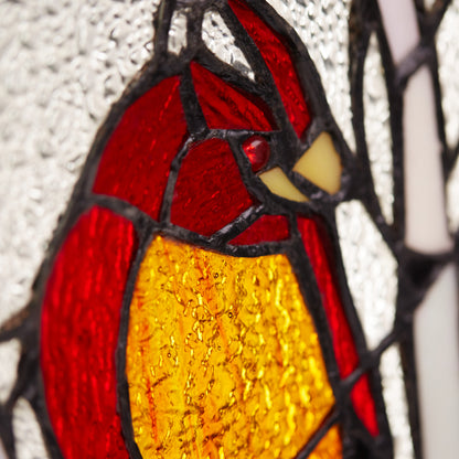 Tiffany-Style Lighting 18.5" Northern Cardinal Songbird Stained Glass Window Panel