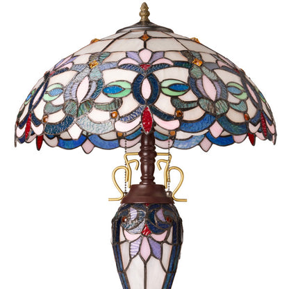 Tiffany-Style Lighting 24.5" Victorian Double Lit Stained Glass Table Lamp