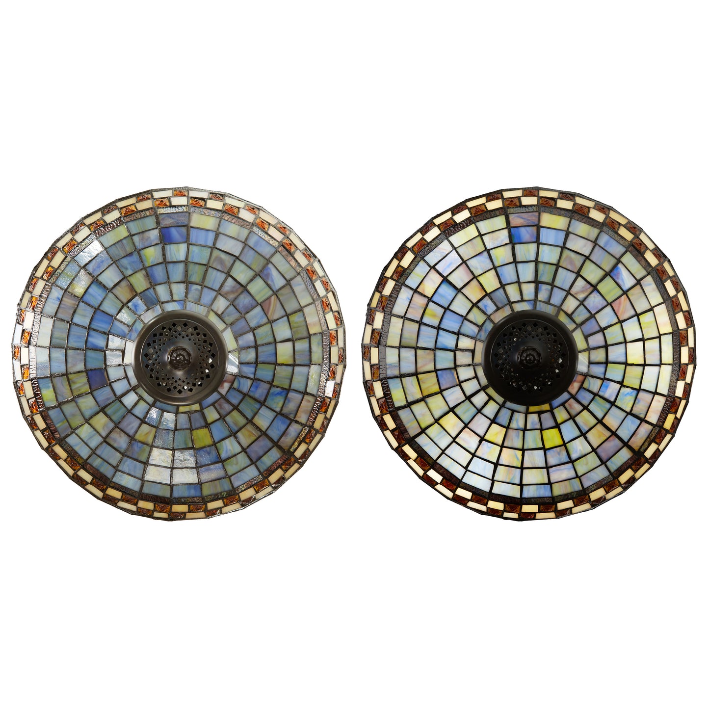 Tiffany-Style Lighting 64" Veronica Blue Stained Glass Dome Shade Candlestick Floor Lamp