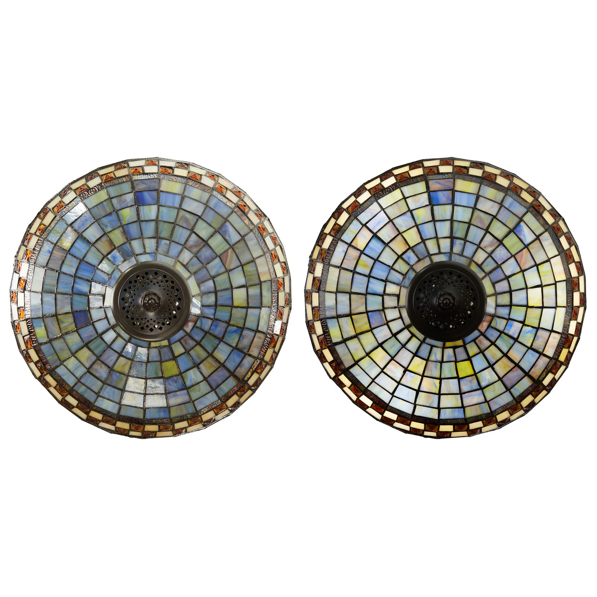 Tiffany-Style Lighting 64" Veronica Blue Stained Glass Dome Shade Candlestick Floor Lamp