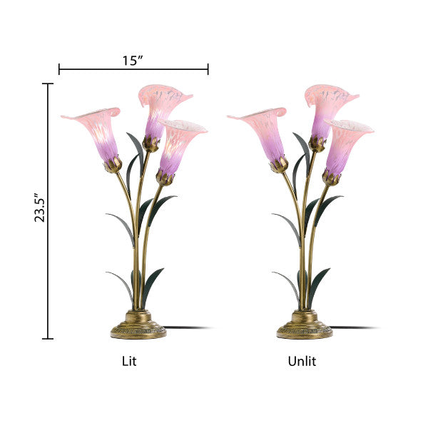 Tiffany-Style Lighting 23.5" Hand Blown Glass 3 Calla Lily Uplight Accent Lamp
