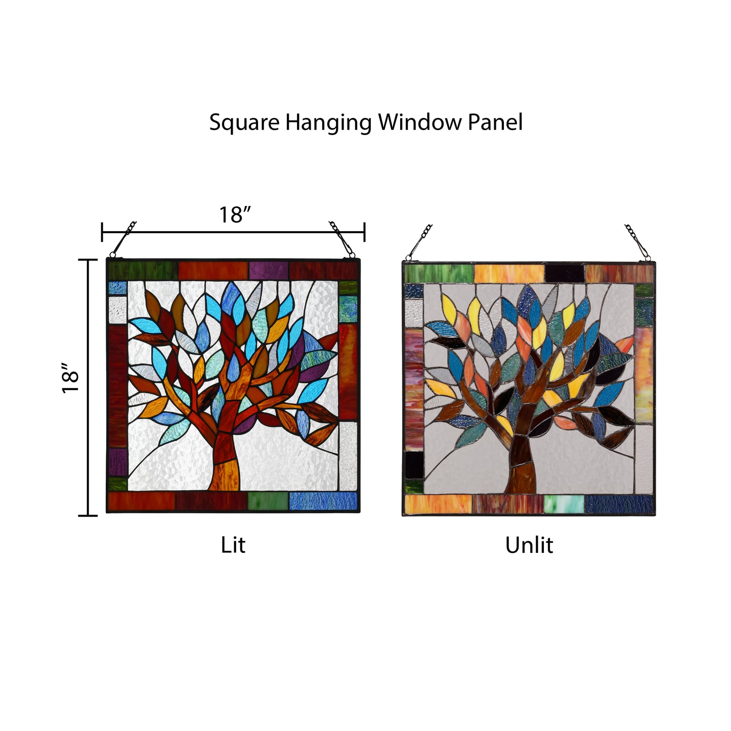 Tiffany-Style Lighting 18" Stained Glass Mystical World Tree Window Panel