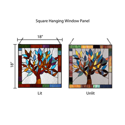 Tiffany-Style Lighting 18" Stained Glass Mystical World Tree Window Panel