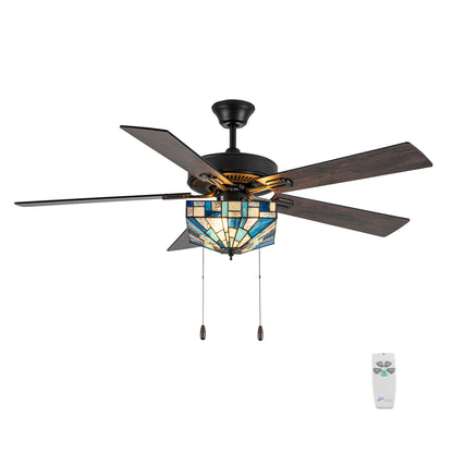 Tiffany-Style Lighting 52" Kyle Indoor Glass Fan with Remote Control