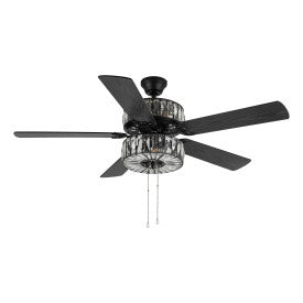 Tiffany-Style Lighting 52" Caged Clear Crystal Ceiling Fan with Remote Control