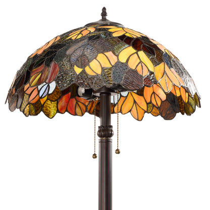 Tiffany-Style Lighting 62" Juliet Multicolored Stained Glass Bowl Shade Candlestick Floor Lamp