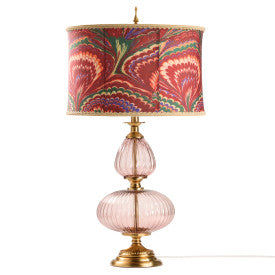 Tiffany-Style Lighting 31.5" Printed Drum Shade Geometric Glass Table Lamp