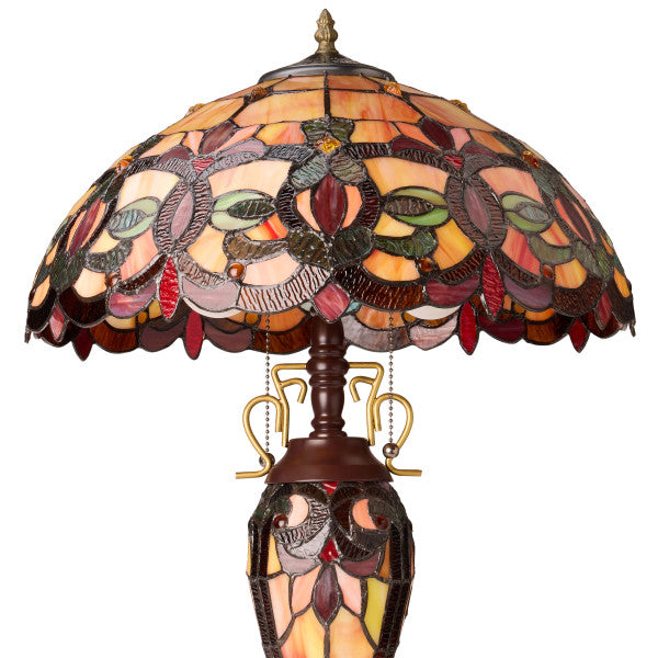Tiffany-Style Lighting 24.5" Victorian Double Lit Stained Glass Table Lamp