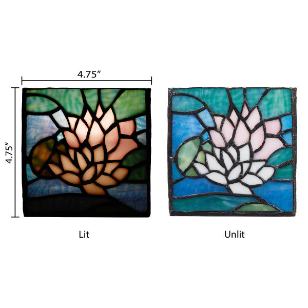 Tiffany-Style Lighting 4.75" Blue Pond Lily Stained Glass Candle Holder