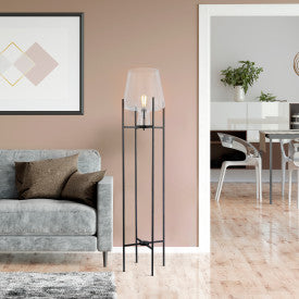 Tiffany-Style Lighting 61" Nadia Metal & Clear Glass Blown Modern Floor Lamp