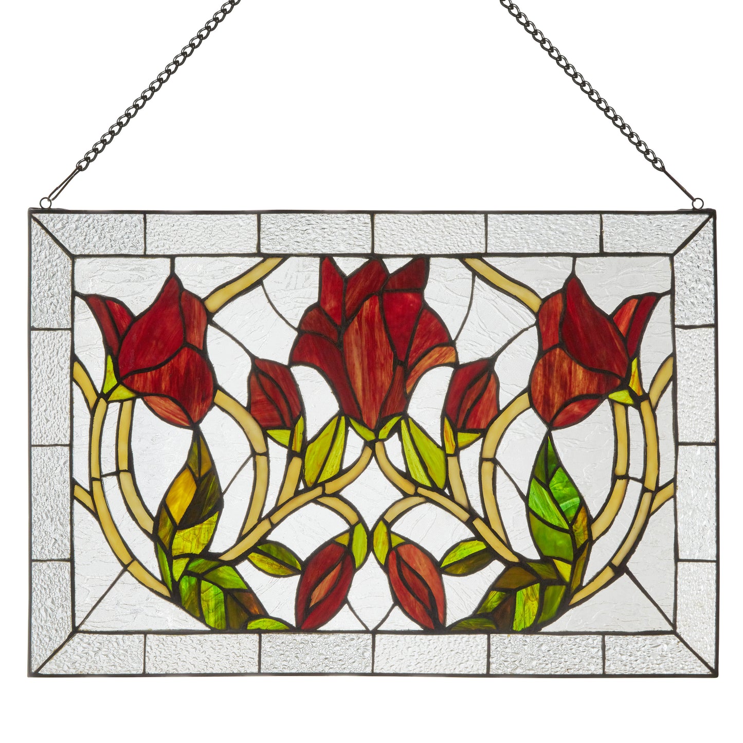 Tiffany-Style Lighting 24" Floral Vine Stained Glass Window Panel