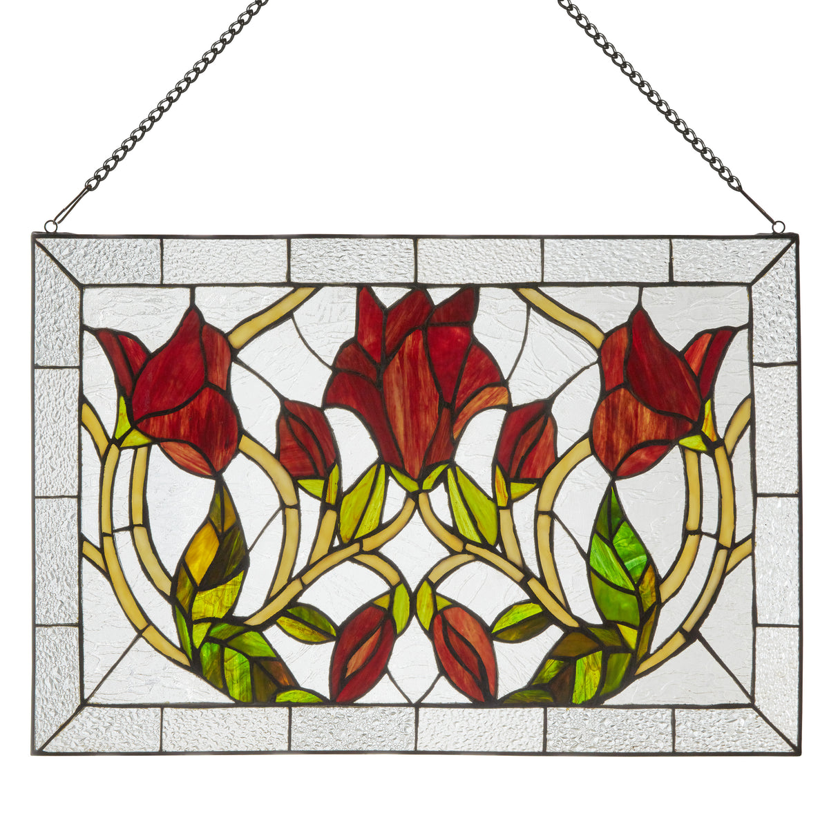 Tiffany-Style Lighting 24" Floral Vine Stained Glass Window Panel