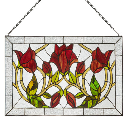 Tiffany-Style Lighting 24" Floral Vine Stained Glass Window Panel