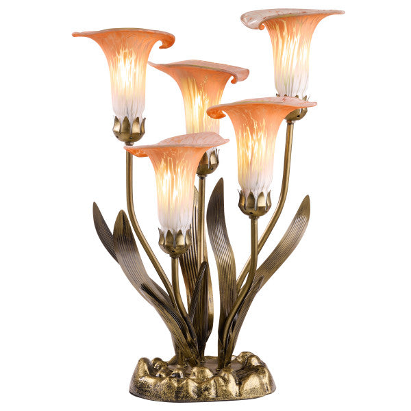 Tiffany-Style Lighting 20"H Hand Blown Glass 5 Calla Lily Uplight Accent Lamp