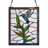 Tiffany-Style Lighting 10" Happy Hummingbird Stained Glass Window Panel
