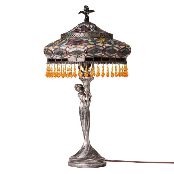 Tiffany-Style Lighting 24" Parisian Antique Silver Bell Shade Table Lamp