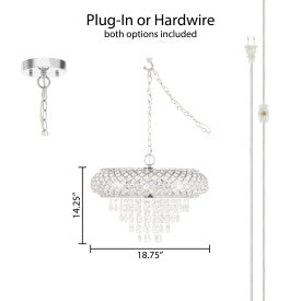 Tiffany-Style Lighting 14.25" Clear & Chrome Tiered Glass Hanging Chandelier