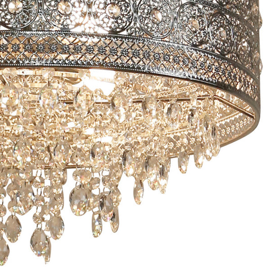 Tiffany-Style Lighting 24" Brielle Polished Nickel & Crystal 3-Light Chandelier