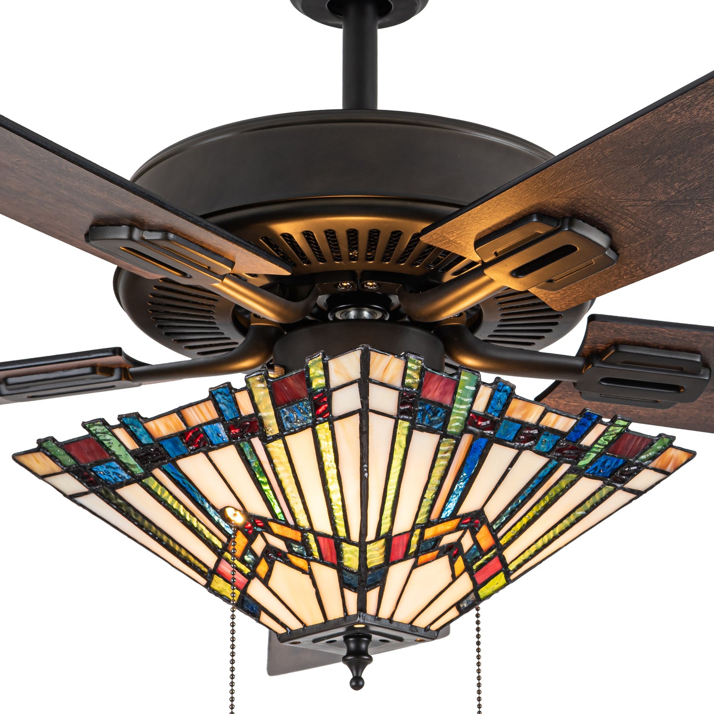 Tiffany-Style Lighting 52" LED Orson Craftsman Stained Glass 5-Blade Ceiling Fan with Remote Control