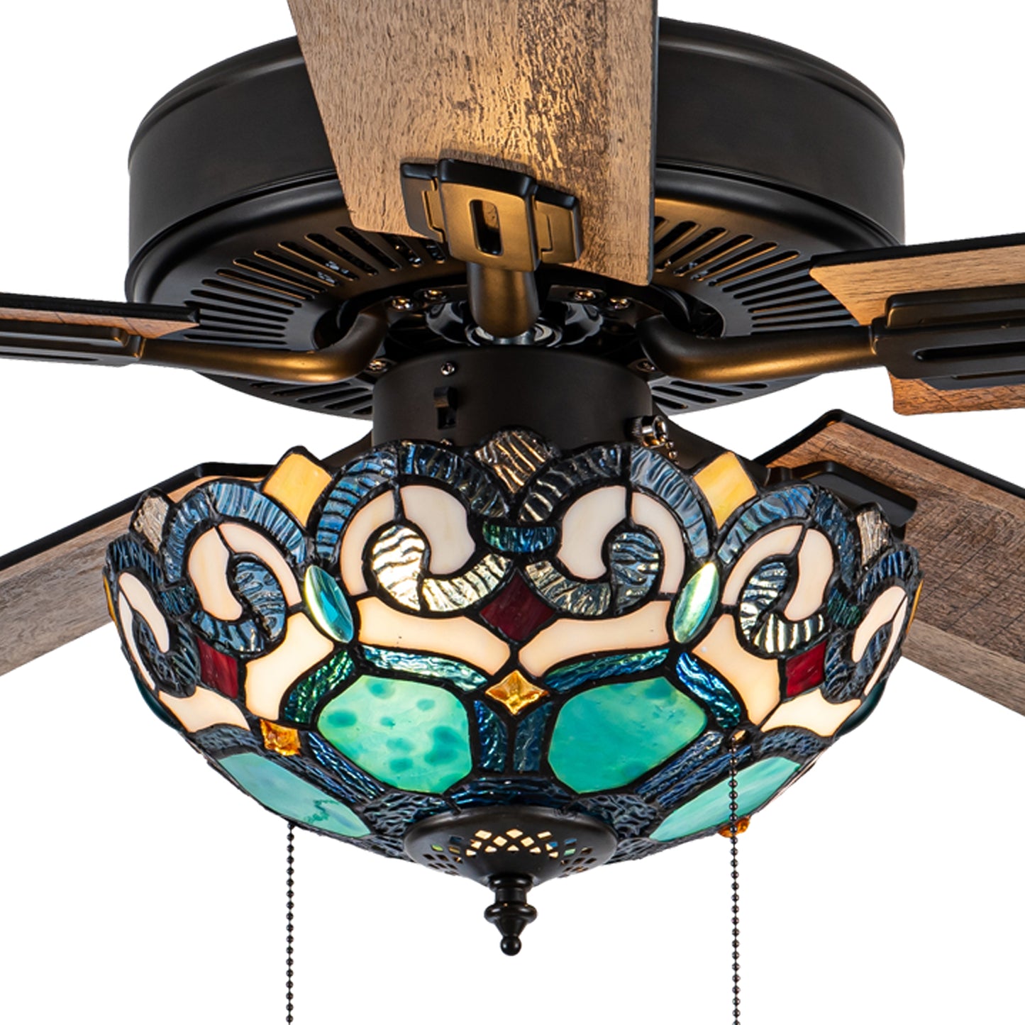 Tiffany-Style Lighting 52" 5-Blade Remote Controlled Ceiling Fan