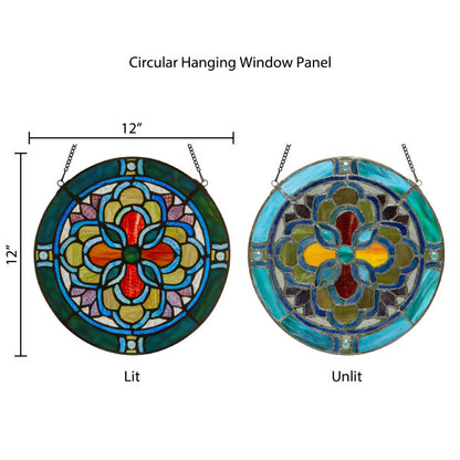 Tiffany-Style Lighting 12"H Tiffany-Style Geometric Stained Glass Window Panel