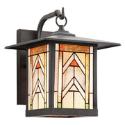 Tiffany-Style Lighting Terracotta Stained Glass and Oil Rubbed Bronze 1-Light Outdoor Lantern Wall Sconce