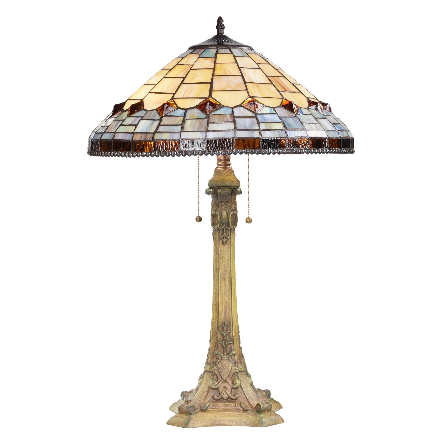 Tiffany-Style Lighting 26.75" Margriet Stained Glass Dome Shade Candlestick Table Lamp
